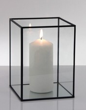 Metal Frame Glass Hurricane Candle Holder / Box. 15x15x20CM Height WeddingTable 