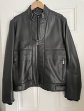 Porsche Design Jacket Mens Black Leather Bomber Biker jacket