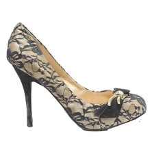 GUESS Womens Black Lace High Heel Court Shoes Synthetic UK 6.5 Elegant Chic