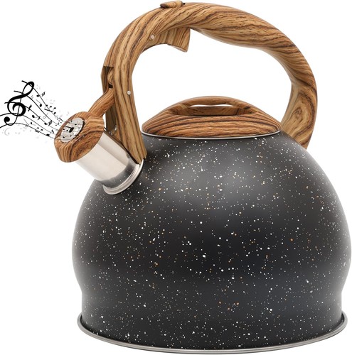 Black whistling tea kettle - whistling,