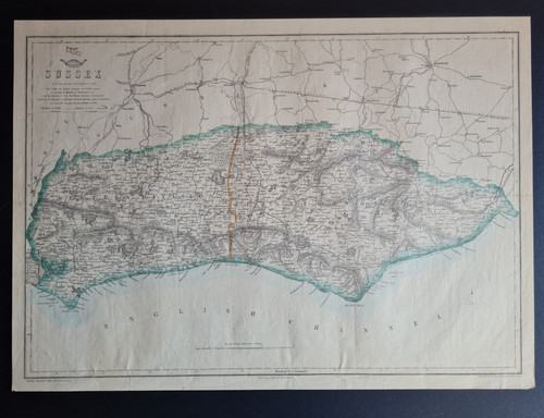 Antique 1863 map sussex - antique,