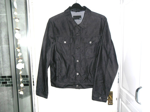 Men black denim trucker - men's,