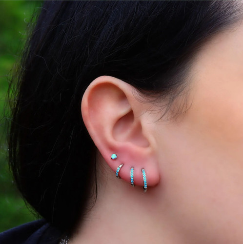 Silver huggie earrings - silver,