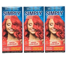 3x Mellor & Russell Simply Bright Red Alert Permanent Hair Dye – Vibrant Colour