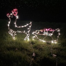 Vintage B&Q Christmas Silhouette Reindeer and Sledge chaser lights