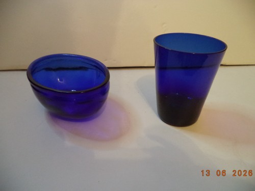 Blue glass silverware - glass,