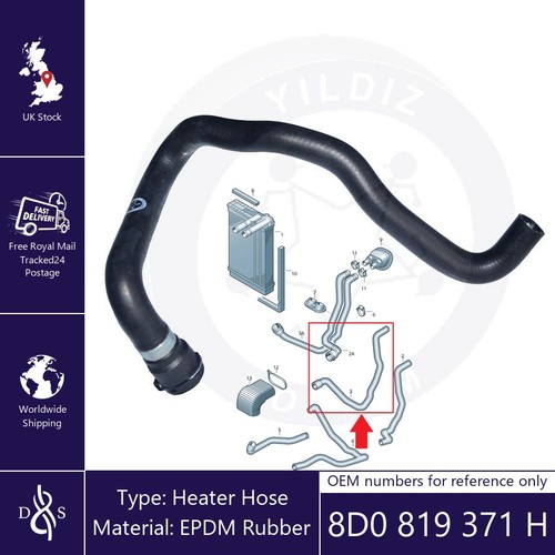 Heater hose fits passat b5 - hose,