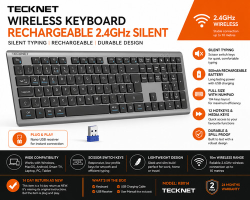 Tecknet kb014 wireless - kb014,