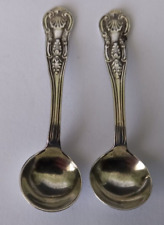 Antique Silver Matching Pair Salt Mustard Spoons Hallmark 1903 Levi & Salaman