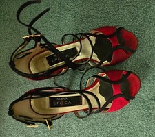 Nuevo Epoca (Werner Kern) Tango Dance Shoes Women UK 3US 5.5,Black/Red Suede 7cm