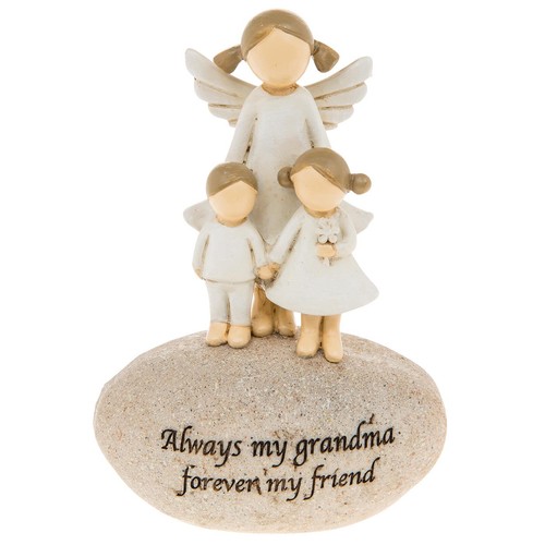 Pebble stone angel grandma - stone,