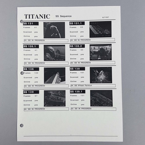 Titanic vfx shot tracker - shot,