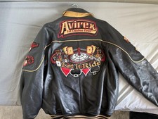 Vtg 90s AVIREX 1st Casino Tour BlackLambskin Leather Jacket Large GreatCondition