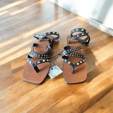 Zara Black Leather Studded