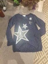 H&M Girls Sequin Star Jumper Age  10-12