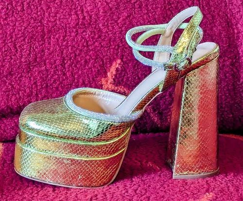 New lime green patent - new, snake