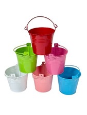 ALUNA 6pc Bright Colour Mini Tin Wedding Metal Flower Plant Pot Bucket 8cm