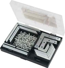 180pc Bracket Repair Set, Assorted Angle Brackets & Flat Brackets & Storage Case