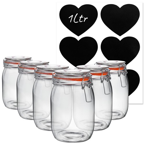 Glass storage jars labels - 6x,