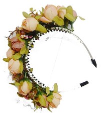 HAIRBAND headband floral bridal flower girl hair piece with teeth grips 