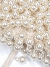 Cream Beaded Pearl Tassel Fringe Trimming 3cm Enchantment Bead Sewing Trim