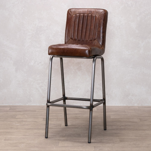 Chestnut leather stools - ,