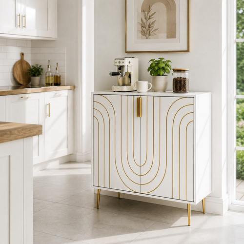 White sideboard geometric - white,
