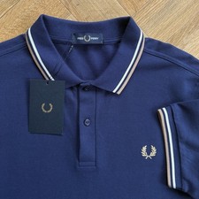 BNWT Fred Perry M3600 Short Sleeve Twin Tipped Polo Shirt French Navy Size Large