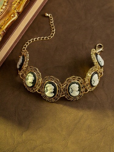 Vintage black cameo portrait - black,