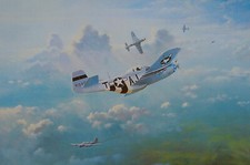 USAAF WW2 P51 Mustang & B17 Fortress Print Little Friends by artist Trevor Lay