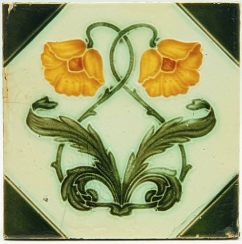 Antique fireplace tile moulded - antique,