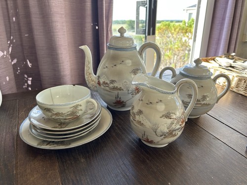 Japanese tea set hand painted - set,