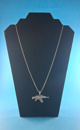 Silver toned ak47 gun - toned,