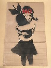 BANKSY no girl  war cardboard demonstrate 2003 original hand spray Art un Signed