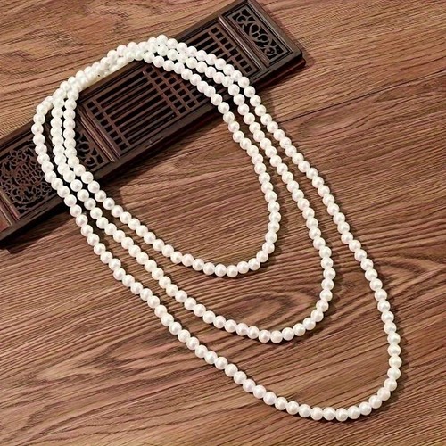 Women faux pearl necklace - faux,