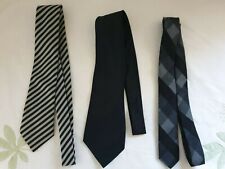 3 X MENS TIES BLACK GREY M&S JAYTEX EMPIRE