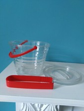 Vintage Christmas Reusable Ice Cubes with Lidded Bucket & Tongs