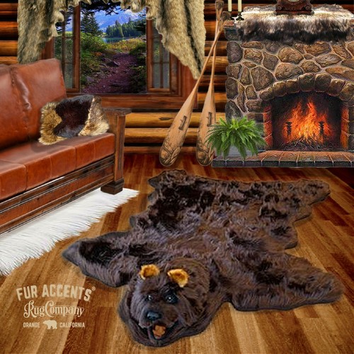 Plush brown bear skin area - brown,
