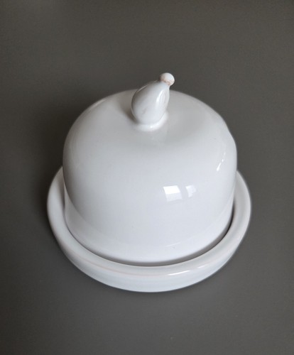 White butter dish and lid - butter,