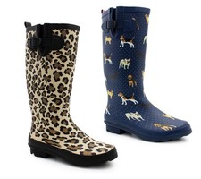 Womens Adjustable Calf Wellies Waterproof Ladies Wellington Festival Rain Boot