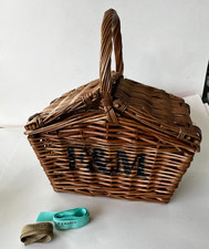 mini Fortnum & Mason Huntsman Hamper Wicker Basket straw and ribbon vgc