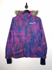 O'Neill Ski Jacket Size XL Women's Purple Plaid Fifty2 Series Hooded Warm Coat