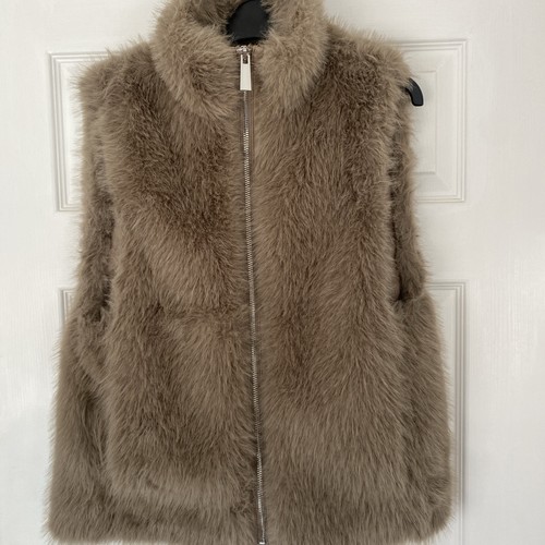 Fur beige gilet size xs - h&m,
