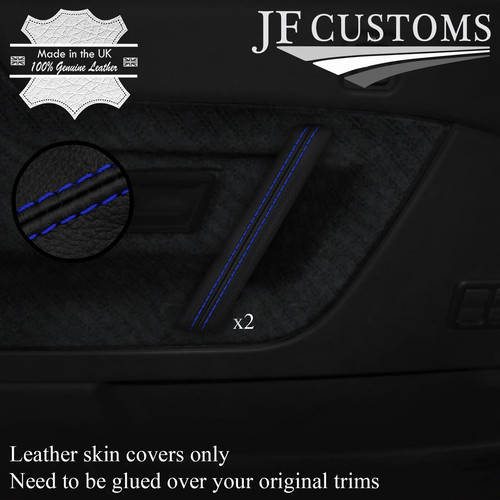 Blue stitch leather door - leather, 2x
