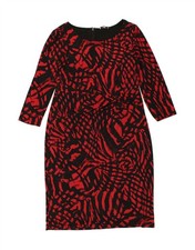 PERSONAL CHOICE Womens Abstract Pattern Sheath Dress UK 16 Large Red CH05