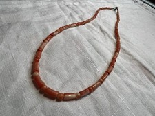 Angel Skin Coral Beaded Necklace Vintage Silver 16” Silver Clasp