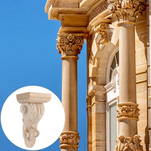 Carved corbel wooden shelf - wooden,