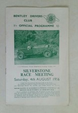 SILVERSTONE OFFICIAL PROGRAMME  4TH AUGUST 1956 BENTLEY DRIVERS CLUB MEETING
