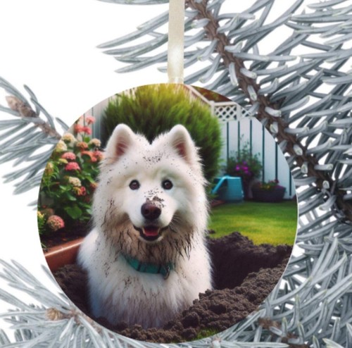 Samoyed dog hanging bauble - hanging,