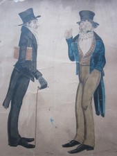 Antique Georgian Satirical Painting c.1830, (as found), The Enquiry